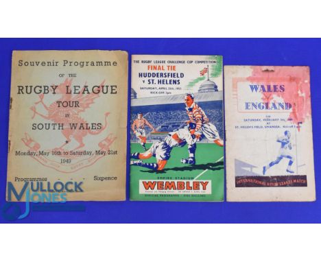 Three R League Programmes (3): 1953 Challenge Cup Final, Huddersfield v St Helens; a fascinating old, worn large format souve