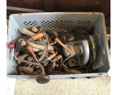 A collection of assorted hand tools to include drills, screwdrivers, edging shears, etc