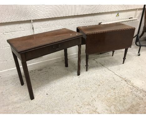 A 19th Century mahogany fold-over card table with single frieze drawer on moulded and chamfered square supports, 92 cm wide x