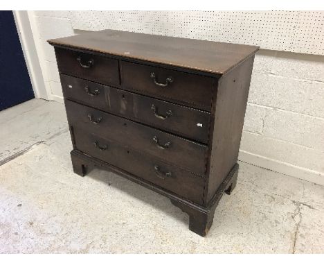 A 19th Century mahogany chest of two short over three long graduated drawers with brass swan neck handles on bracket feet, 10