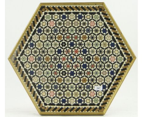 A Chinese silk panel
with embroidered and gold wirework, floral and butterfly decoration, framed, length 18.75" overall and a