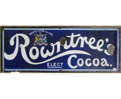 An enamel advertising sign for Rowntree's Elect Cocoa makers to HM The King,
24" x 9".