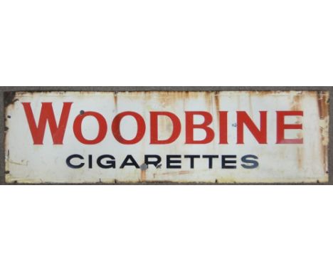 An enamelled advertising sign for Bristol Tipped cigarettes, 
28" x 9", a Woodbine sign and an Underberg sign with thermomete