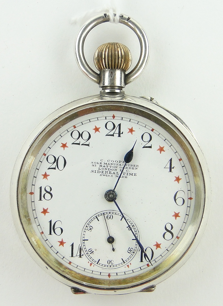 A rare Swiss Sidereal Time 24hour pocket watch, by C Cooper of Hatton Garden, Swiss hallmarks, c