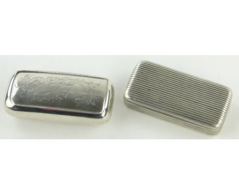 George III silver snuff box dated London 1802,
makers marks W P, together with a Swedish silver snuff box dated 1908, (2).