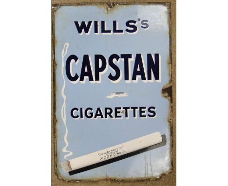 An enamel advertising sign for Wills's Capstan cigarettes, 
height 36", and a smaller double-sided sign, (2).