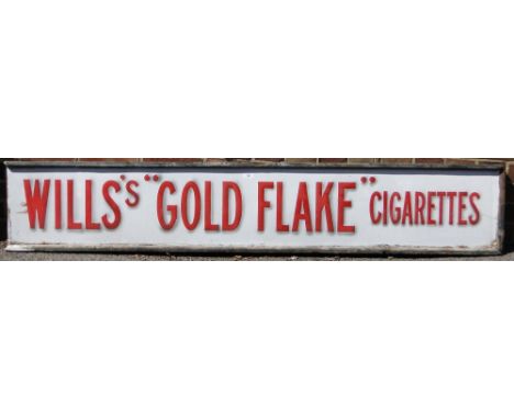 An enamel advertising sign for Wills's "Gold Flake" cigarettes, 
length 70" x 12".