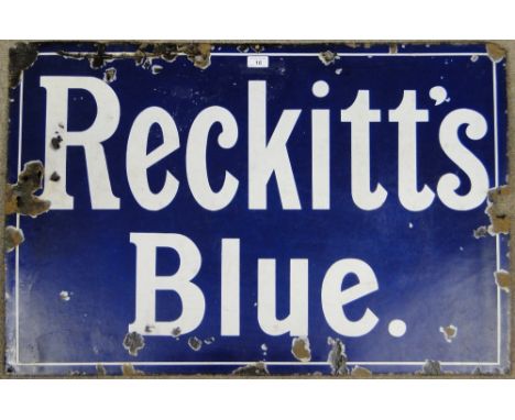An enamel advertising sign for Reckitt's Blue, 
36" x 24".