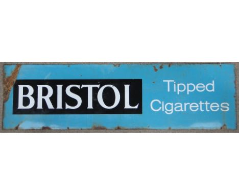 Enamel advertising sign for "Bristol Tipped" cigarettes, 
60" x 17".