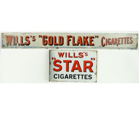 A double-sided enamel advertising sign for Wills's "Star" cigarettes, 
height 12", and 2 Gold Flake advertising signs, (3).