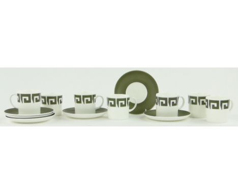 7 Susie-Cooper/Wedgwood green keystone coffee cans
and 6 matching saucers.
