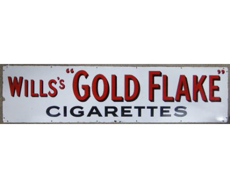 An enamel advertising sign for Wills's "Gold Flake" cigarettes, 
60" x 15".