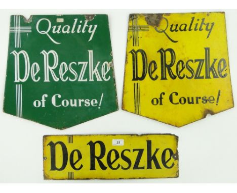 2 double-sided "Mines's A Minor!" enamel advertising signs, 
height 15", and a De Reszke sign.