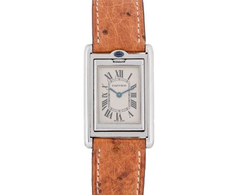 A GENTLEMAN'S SIZE STAINLESS STEEL CARTIER TANK BASCULANTE WRIST WATCHCIRCA 2000s, REF. 2405Movement: Quartz, signed Cartier.