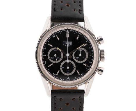 A GENTLEMAN'S STAINLESS STEEL HEUER CARRERA CLASSICS CHRONOGRAPH WRIST WATCH
CIRCA 2000, REF. CS3113 THE FIRST HEUER CARRERA 