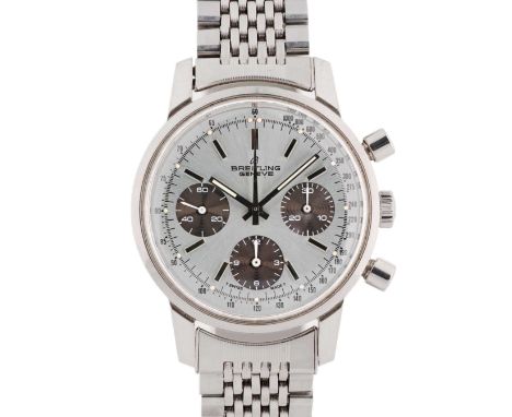 A GENTLEMAN'S STAINLESS STEEL BREITLING TOP TIME "LONG PLAYING" CHRONOGRAPH BRACELET WATCHCIRCA 1974, REF. 815 WITH "PANDA" D