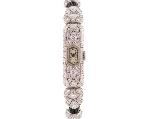 A FINE LADIES PLATINUM & DIAMOND VACHERON CONSTANTIN COCKTAIL WATCHCIRCA 1930s, WITH VACHERON CONSTANTIN BOXMovement: 18J, ma