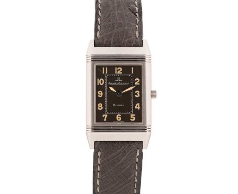 A GENTLEMAN'S SIZE STAINLESS STEEL JAEGER LECOULTRE REVERSO WRIST WATCHDATED 1998, REF. 251.8.86 WITH ORIGINAL GUARANTEE PAPE