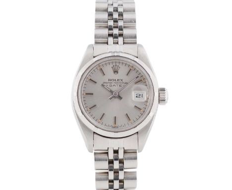 A LADIES STAINLESS STEEL ROLEX OYSTER PERPETUAL DATE BRACELET WATCHCIRCA 1982, REF. 6919Movement: 28J, automatic, cal. 2030 s