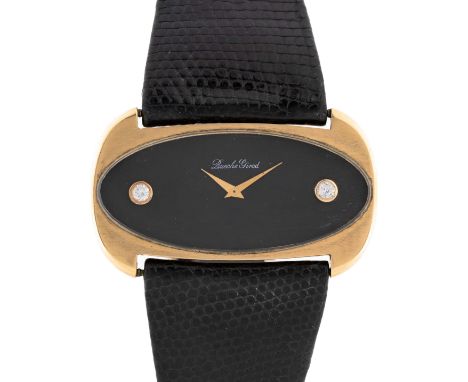 A GENTLEMAN'S OVERSIZED 18K SOLID GOLD & DIAMOND BUECHE GIROD WRIST WATCHCIRCA 1970sMovement: 17J, manual wind, cal. 6B, sign