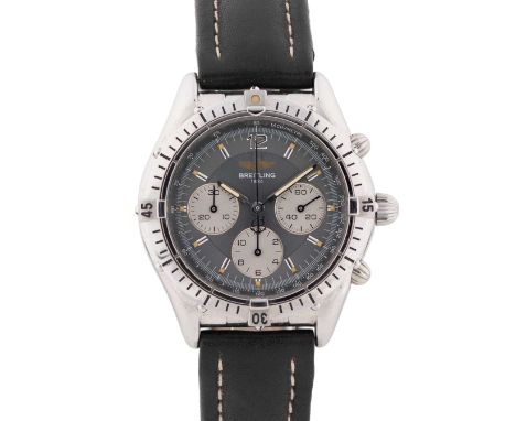 A GENTLEMAN'S STAINLESS STEEL BREITLING COCKPIT AUTOMATIC CHRONOGRAPH WRIST WATCHCIRCA 1990s, REF. A30011 WITH GREY DIALMovem