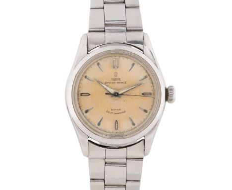 A RARE GENTLEMAN'S STAINLESS STEEL TUDOR OYSTER PRINCE SELF WINDING BRACELET WATCHCIRCA 1950s, REF. 7909 "BNGE" THE EXACT MOD
