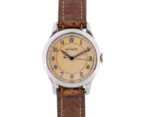 A GENTLEMAN'S STAINLESS STEEL LECOULTRE WRIST WATCHCIRCA 1940Movement: 17J, manual wind, cal 450, signed LeCoultre Co, US imp
