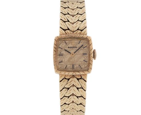 A LADIES 14K SOLID GOLD ROLEX BRACELET WATCHCIRCA 1980, ACCOMPANIED BY THE ORIGINAL BOX & GUARANTEE PAPERWORKMovement: 17J, m
