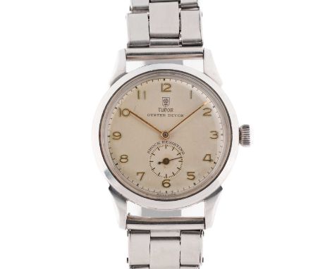A GENTLEMAN'S STAINLESS STEEL TUDOR OYSTER DEVON BRACELET WATCHCIRCA 1950s, REF. 4540Movement: 17J, manual wind, signed Tudor
