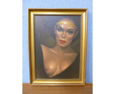 * Julian, portrait of a semi nude female, oil on canvas, framed