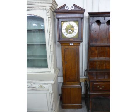 A George III oak 30-hour longcase clock, the 12 inch brass dial and silvered chapter ring  with Roman numerals, signed Thomas