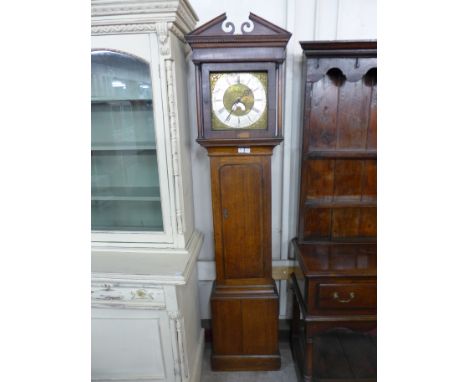 A George III oak 30-hour longcase clock, the 12 inch brass dial and silvered chapter ring  with Roman numerals, signed Thomas