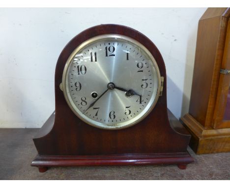 A German Haller & Benzing mahogany mantel clock