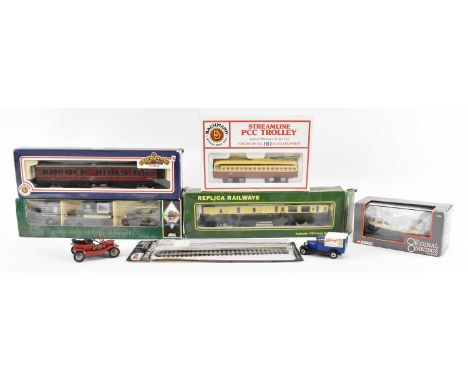 A group of model and diecast vehicles including Corgi and Dinky, also boxed OO rolling stock including Bachmann, Lledo and Re