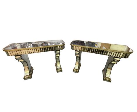 JOHN RICHARDS FINE FURNITURE; a pair of 20th century contemporary mirrored console tables, width 135cm, height 92.5cm.