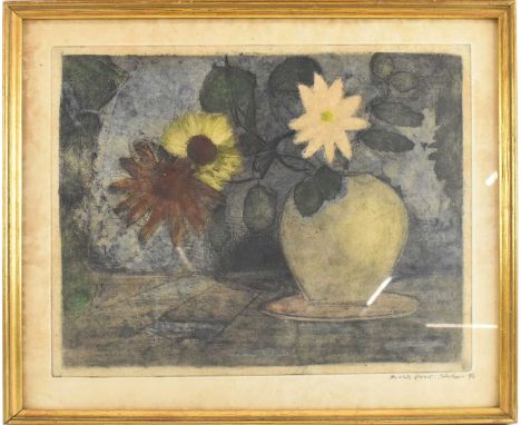 † JOHN KEANE; a limited edition print, 'The White Flower', signed lower right and numbered 14/50, 37.5 x 47cm, framed and gla