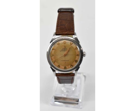 OMEGA; a gentleman's automatic Chronometer Constellation wristwatch, on leather strap, diameter excluding winding crown 3.3cm