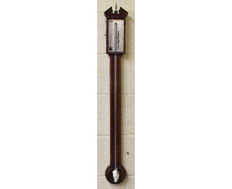 FORRE OF LONDON; a 19th century mahogany and crossbanded stick barometer (af), height approx 95cm.Condition Report: Please no