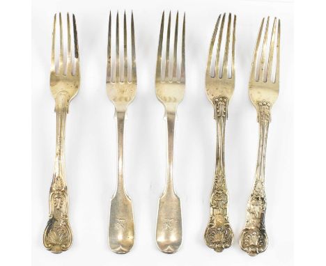 ELIZABETH EATON; a pair of Victorian hallmarked silver forks, London 1863, a further pair of Victorian hallmarked silver fork