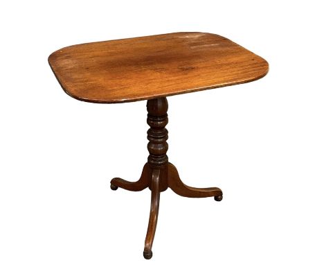 A mahogany tilt-top table on tripod base, top 76 x 64cm.