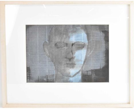 NAOMI FREARS; a 20th century print depicting a face, signed in print lower right, 34.5 x 48cm, framed and glazed.