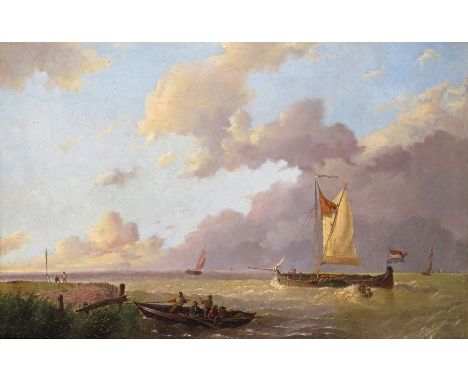 Dutch School early 19th Century  Shipping off the coast  Oil on panel  25 x 36.5cm; 10 x 14¼in  General condition report Reli