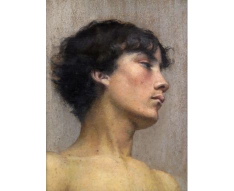 Florence E. Sherrard (exh. 1884-1895) Study of a head for Saint Sebastian Signed and titled on artist~s label verso Pastel 40