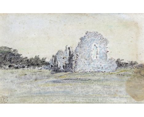 Attributed to James Abbott McNeill Whistler (American 1834-1903) Fishing Village No. 14 (landscape with ruin) Inscribed with 