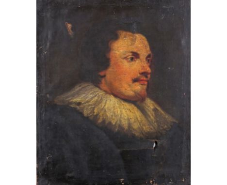English School 17th/18th Century Portrait of a gentleman, head and shoulders, wearing a wide ruff Oil on canvas, unframed 55 