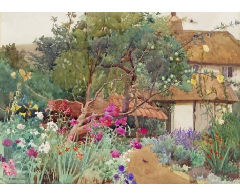 ‡Margaret Kemp-Welch (1874-1968) A cottage garden Signed Watercolour 26 x 35.5cm; 10 x 14in General condition report A little