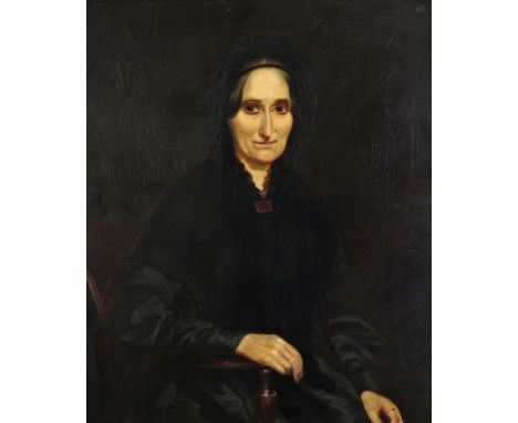 English School 19th Century Portrait of Eliza Atkinson, seated Oil on canvas in an ornate frame 76 x 63; 30 x 25in  