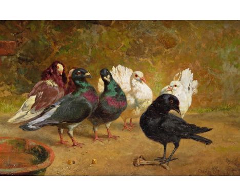 Charles Collins (1851-1921) The Uninvited Guest Signed and dated 1900 Oil on canvas 30 x 46cm; 12 x 18in General condition re