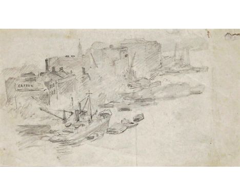 William Lionel Wyllie R.A. (1851-1931) An archive of documents related to the artist and seven small sketches of boats, a har