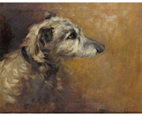 Attributed to Horatio Henry Couldery (1832-1893) The lurcher Bran Signed with a monogram, inscribed Bran on collar Oil on can